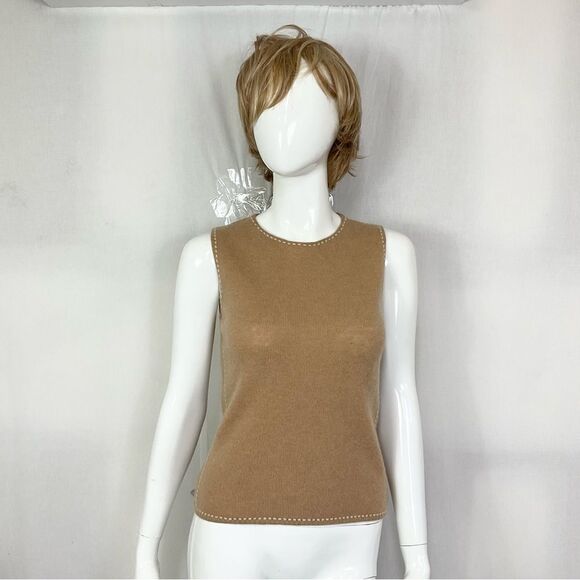 Loro Piana Set of 2 Womens Cashmere Knitted Cardigan Sweater & Top Camel Size S - Picture 5 of 13